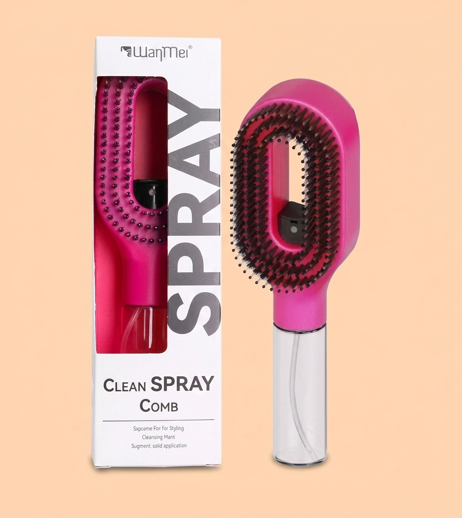 Brosse à cheveux démêlante 3-en-1 avec pulvérisateur