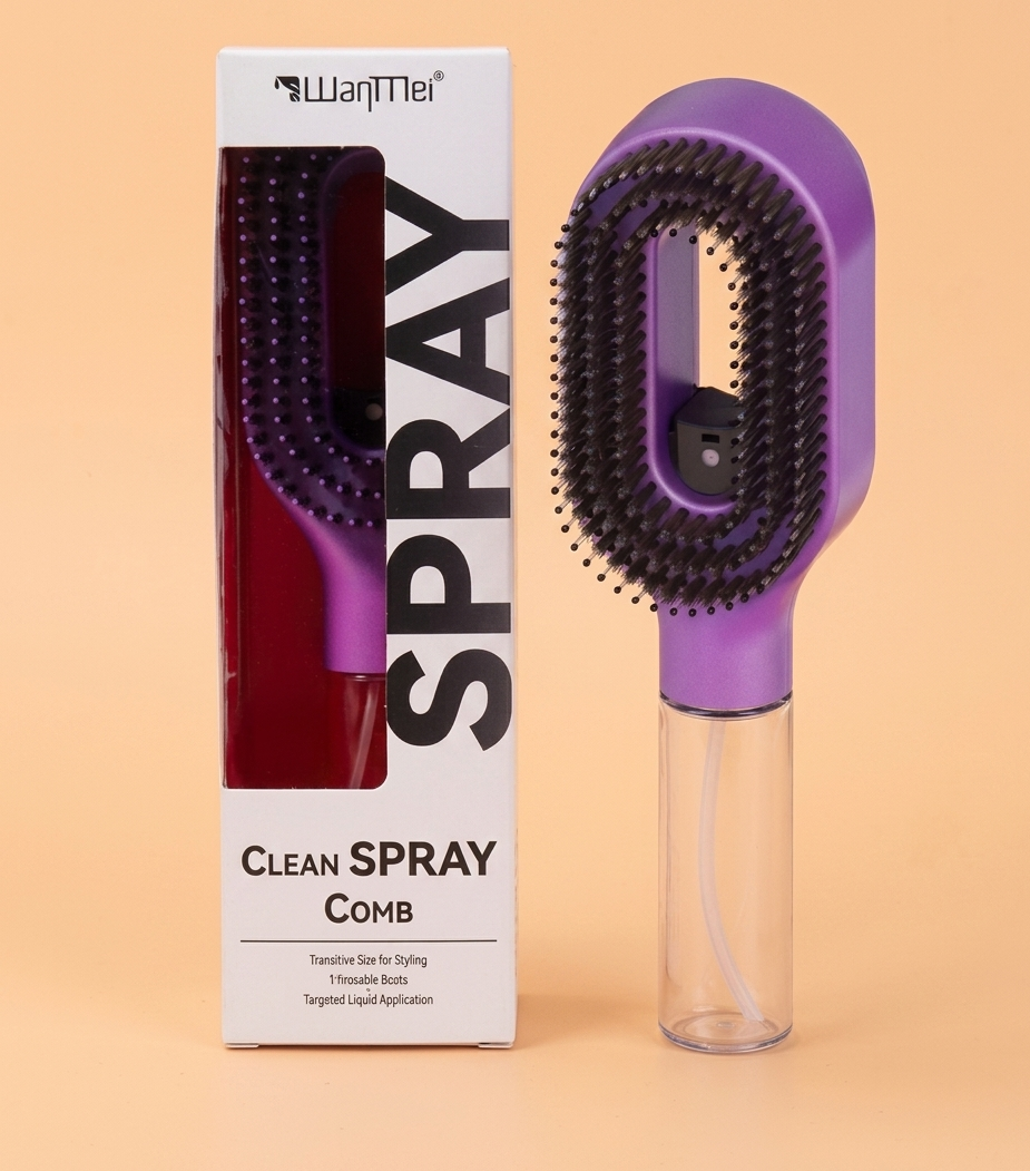 Brosse à cheveux démêlante 3-en-1 avec pulvérisateur