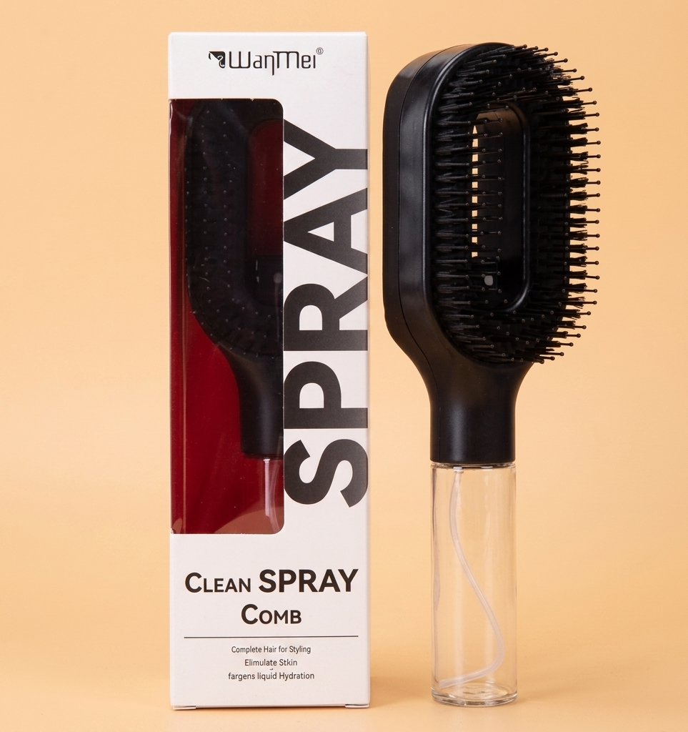 Brosse à cheveux démêlante 3-en-1 avec pulvérisateur