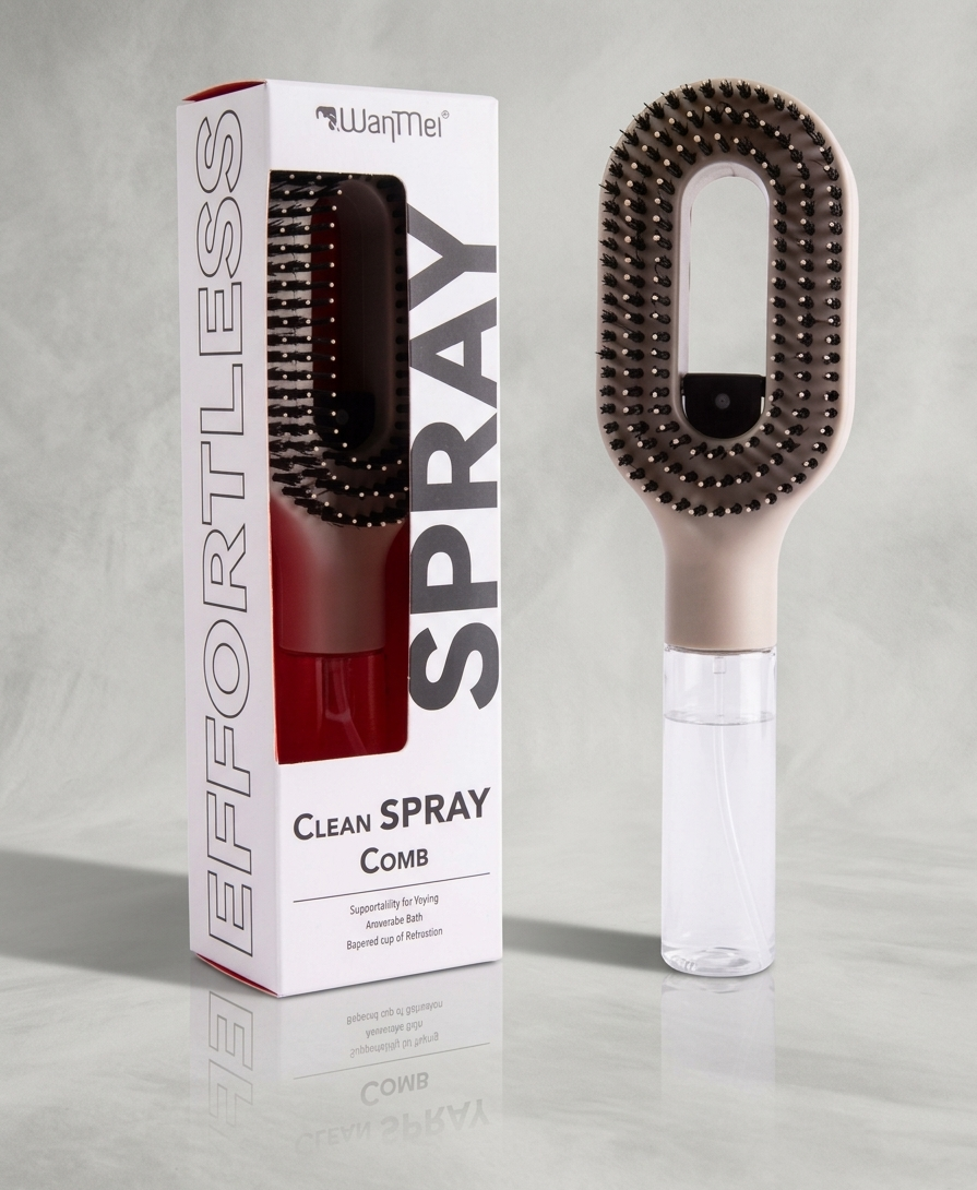 Brosse à cheveux démêlante 3-en-1 avec pulvérisateur
