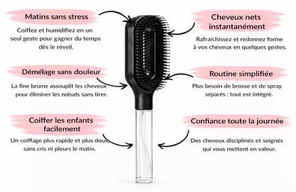 Brosse à cheveux démêlante 3-en-1 avec pulvérisateur